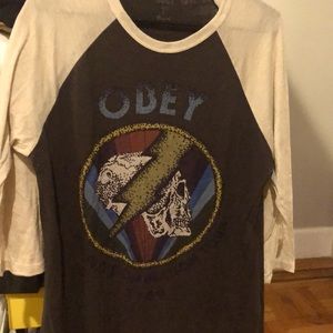 Obey vintage 3/4 sleeve baseball tee